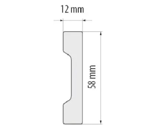 Desen tehnic cu dimensiuni: 12 mm lățime, 58 mm înălțime