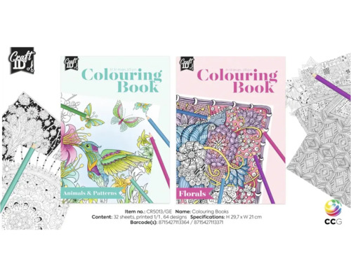 Cărți de colorat cu motive de animale, modele florale și modele abstracte