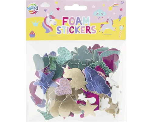 Autocolante din spumă cu diverse forme, precum unicorni, stele și inimi