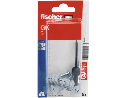 Set dibluri gips-carton Fischer GK cu șuruburi și instrument de montaj