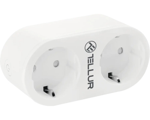 Ștecher dublu alb cu logo-ul Tellur