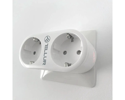 Priză smart inteligentă dublă (adaptor) Tellur max. 3680W, conexiune WiFi contor inclus Priza dublă de interior Tellur Logo