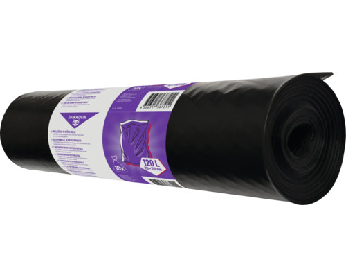 Rulou de saci de gunoi negri, 10 bucăți, 120 litri