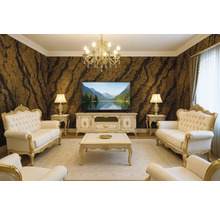 Living clasic cu canapele, măsuță de cafea, dulap TV și decorațiuni