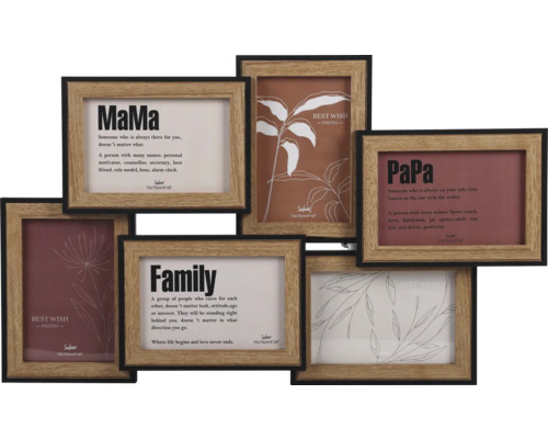 Ramă foto multiplă pentru fotografii cu inscripțiile Mama, Tata și Familia