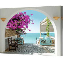 Imagine decorativă de perete cu vedere la mare și plante cu flori