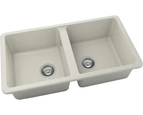 Chiuvetă dublă de bucătărie cu două cuve și scurgeri