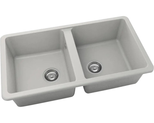 Chiuvetă bucătărie fatgranit 2 cuve FAT Avangard 237 46,5x85,5 cm fără picurător Light Grey reversibilă Chiuvetă dublă cu două cuve și scurgeri