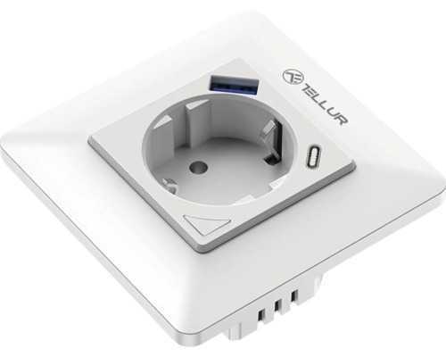 Priză cu port USB și logo Tellur