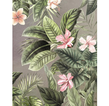 Model decorativ tropical cu frunze și flori