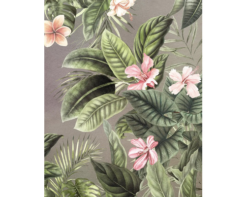 Model decorativ tropical cu frunze și flori