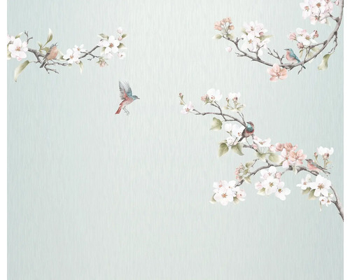 Tapet cu model de păsări și flori