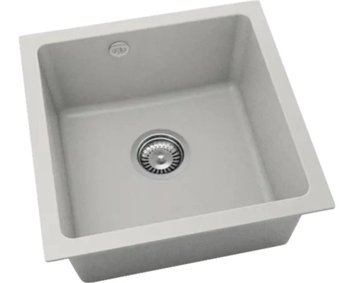 Chiuvetă bucătărie fatgranit FAT Avangard 241 46x46 cm fără picurător Light Grey reversibilă 3 tipuri de montaj Chiuvetă din material compozit cu set de scurgere