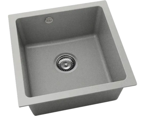 Chiuvetă bucătărie fatgranit FAT Avangard 241 46x46 cm fără picurător Dark Grey reversibilă 3 tipuri de montaj Chiuvetă de piatră cu scurgere