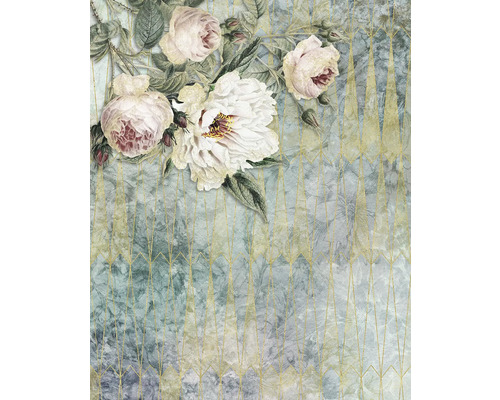 Tapet cu model floral de trandafiri și forme geometrice