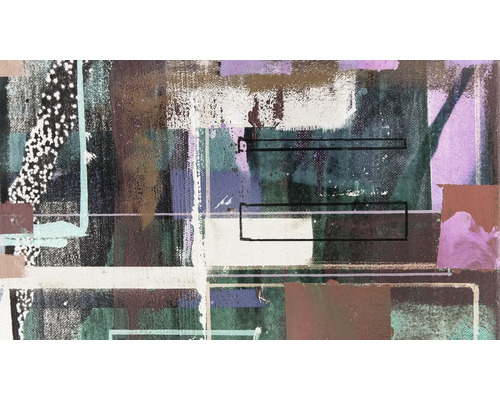 Pictură abstractă cu forme geometrice și câmpuri de culoare