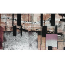 Pictură abstractă cu forme geometrice și texturi