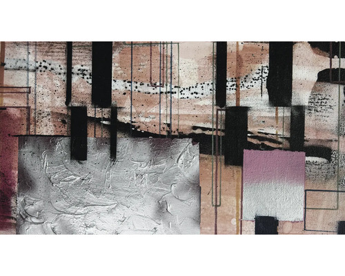 Pictură abstractă cu forme geometrice și texturi