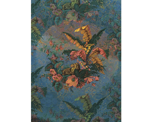 Tapet cu plante, lei și forme geometrice