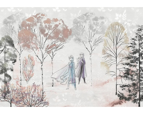Fototapet vlies DX8-015 Disney Edition 4 Frozen Natural Spirit 400x280 cm Tapet cu motiv cu pădure și personaje din filmul Regatul de gheață.