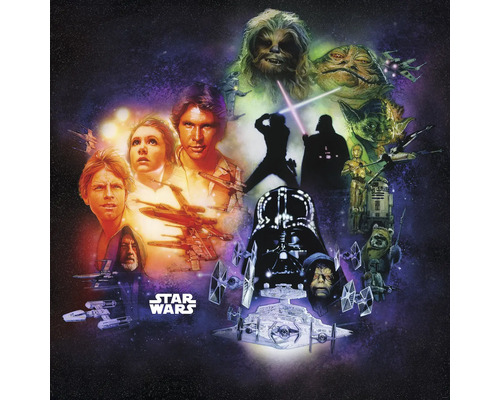 Colaj Star Wars cu diverse personaje și nave spațiale