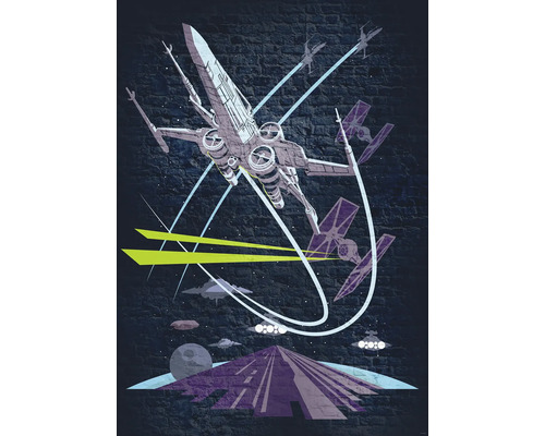 Imagine de perete Star Wars cu design X-Wing și TIE-Fighter