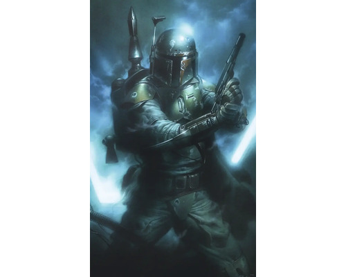 Fototapet vlies DX3-034 Disney Edition 4 Star Wars Classic Bounty Hunte 150x280 cm Pictură cu Boba Fett cu cască și armă