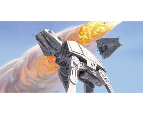 Fototapet vlies DX10-05 Disney Edition 4 Star Wars Classic RMQ Hoth 500x250 cm Ilustrație a unui AT-AT de luptă cu o navă spațială în fundal