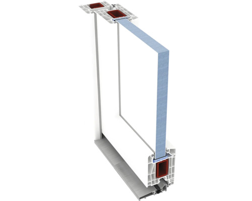 Secțiune transversală a unei ferestre din plastic alb