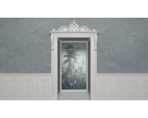 Decor de perete cu muluri și pictură murală tropicală