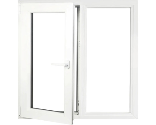 Fereastră din plastic albă cu feronerie oscilo-batantă