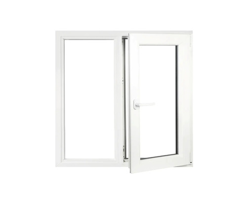 Fereastră batantă din plastic alb cu funcție oscilobatantă în poziție deschisă