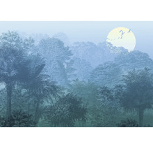 Tapetă vlies cu motiv de pădure și răsărit de soare