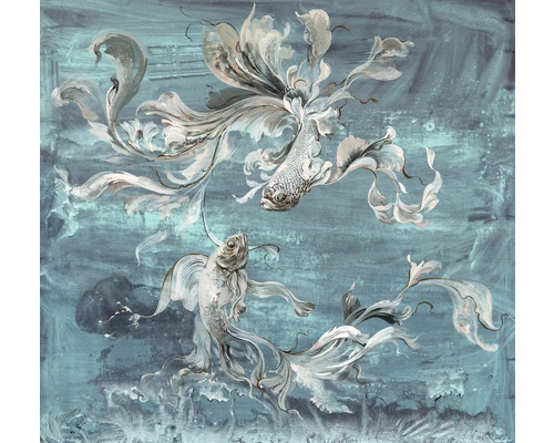 Pictură cu doi pești pe pânză