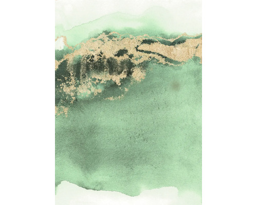 Artă abstractă verde și aurie pentru decorațiuni de perete