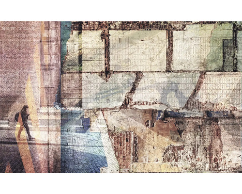 Imagine abstractă a unui oraș cu zidărie și pieton