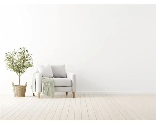 Cameră luminoasă cu fotoliu, perne, pled și plantă la ghiveci