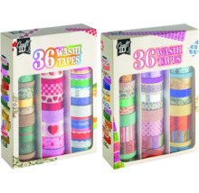 Două pachete cu câte 36 de role de bandă washi decorativă într-o cutie