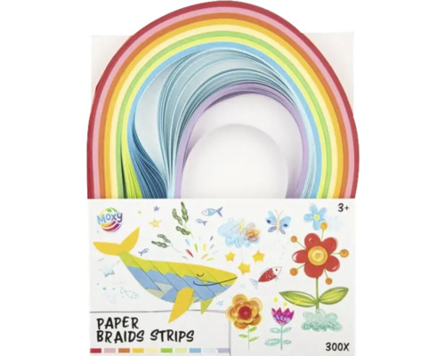 Benzi hârtie quilling, 300 buc. Set de benzi de împletit hârtie Moxy cu 300 de benzi