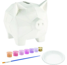 Pușculiță ceramică cu vopsele și pensulă pentru pictat