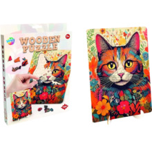 Puzzle din lemn cu motiv pisică și 130 de piese