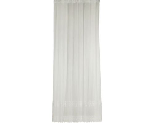 Material cortină albă cu model floral