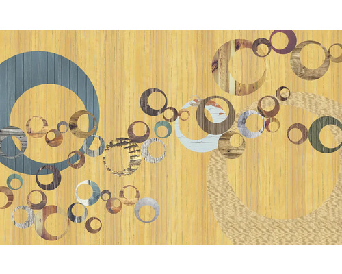 Tapet cu design circular pe fundal de lemn