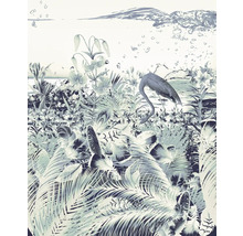 Imagine decorativă de perete cu plante tropicale și un flamingo