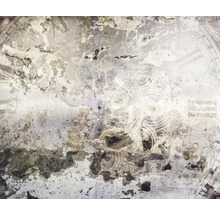 Design abstract de perete cu motive de ceas și textură erodată