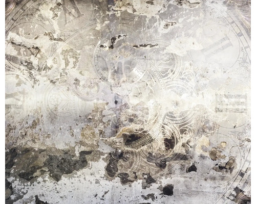 Design abstract de perete cu motive de ceas și textură erodată