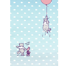 Ilustrație cu Winnie the Pooh, Purceluș și Măgarul cu un balon pe fundalul cerului