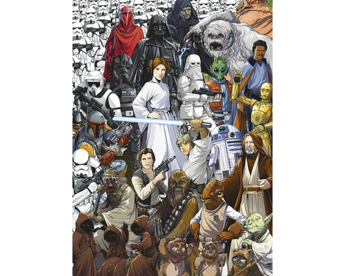 Ilustrație cu diverse personaje Star Wars
