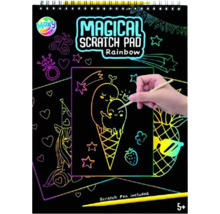 Bloc magic de zgâriat Rainbow cu creion de zgâriat și motive