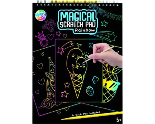 Bloc magic de zgâriat Rainbow cu creion de zgâriat și motive